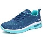 STQ Women's Running Shoes Lightweight Sneakers Outdoor Fashion Sneakers Slip on Casual Walking Shoes Navy Teal US 8.5