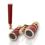 Binoculars for Opera,3X25 Central Focus Opera Glasses BinocularsTheater Glasses with BAK-7 Prism & Handle for Adults Kids Women in Concert Theater Opera(Red-brown)