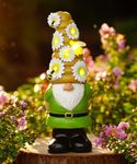 Qeeman Solar Garden Statues Gnome Figurine: Loving Gnome with Bee Outdoor Decorations Art for Patio Balcony Lawn Yard