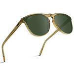 WearMe Pro WMP Eyewear - Large Modern One Bridge Round Sunglasses, Crystal Sand Brown Frame / Smoke Green Lens, One Size