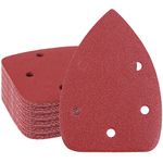 Mouse Detail Sander Sandpaper, 30 Pieces 120 Grit 5 Hole Mouse Sanding Pad Hook and Loop Sanding Sheets Coarse Triangle Sandpaper for 140mm Sanding Machine