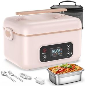 LIFEGETTER Cordless Electric Lunch Box, 24000mAh Rechargeable Food Warmer with 5-Sided Heating, 1.3L Portable Self Heating Lunch Box with Smart Timer & Lock Screen for Work, Car, Truck, Camping