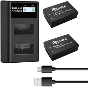 QUMOX LP-E17 Battery 2-Pack and Dual Charger for EOS R50 RP R10 R8,Rebel T8i, T7i, T6i, T6s, SL2, SL3, EOS M3, M5, M6, EOS 200D, 77D, 750D, 760D, 800D, 8000D, Digital SLR Camera