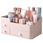 Makeup Organizer for Vanity, Large Countertop Organizer with Drawers, Cosmetics Storage for Skin Care, Brushes, Eyeshadow, Lotions, Lipstick,Nail Polish.Great for Dresser, Bathroom, Bedroom (Pink)