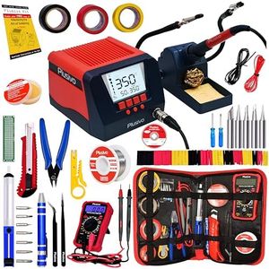 Digital Soldering Iron and Rework Station Wide LCD Display Screen, ºC/ºF Conversion, Auto Sleep/Standby, 5 pcs Solder Tips, Solder Holder, Digital Multimeter with Premium Probes