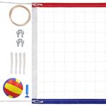 Professional Volleyball Net Outdoor with PU Volleyball, Upgraded Weather Resistance Heavy Duty Volleyball Net, Reinforced Side Tapes, 32x3FT Volleyball Net for Backyard Schoolyard Beach Pool