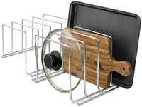 Stock Your Home Chrome (2 Pack) Steel Baking Pan Organizer Rack for Cabinet or Counter, Holder for Kitchen Cutting Boards, Pot Lids, or Cookie Sheets - Rust Proof Wire, Drying Storage
