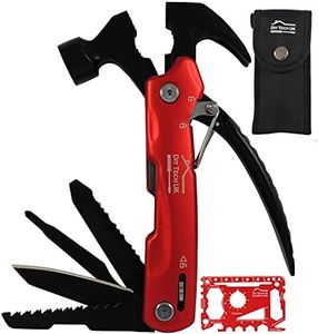 DIY TECH UK - 12 in 1 Mini Hammer Multitool + Free 48 in 1 Wallet Tool - Extra Strong High Carbon Stainless Steel - Pliers, Wire Cutter, Bottle Opener, Screwdrivers, Nail Remover, Saw - with Pouch