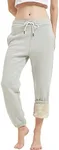 Gihuo Women's Sherpa Lined Sweatpants Winter Warm Fleece Lined Sweatpants with Pockets Fleece Jogger Pants Athletic (White-L)