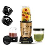 Wonderchef Nutri-blend 500W Mixer Grinder, 22000 RPM Motor, Smoothie Maker, Masala Grinder, Chutney Blender, 3 Unbreakable Jars, Recipe Book by Chef Sanjeev Kapoor, 2 Yr Warranty, Champagne