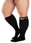 Zeta Wear Plus Size Support Socks - Wide Calf Graduated Compression, Great for Travel & Flights, Men & Women Love Its Amazing Fit, Cotton-Rich Comfort & Soothing Relief, 1 Pair, 3XL, Black