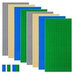 shineFinder 8 base Plates Compatible with Lego, Baseplate 5"x10" with 16 x 32 stud board (Multicolor)