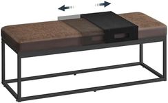 SONGMICS HOME LUIZ Collection - Ottoman Bench, End of Bed Bench, Reversible Top, Shoe Bench with Small Removable Shelf, Minimalist, Steel Frame, Max. Load 660 lb, Walnut Brown ULOM081K01V1