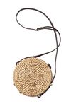 Habere India-All the Cultures Fabricating India Girls Sling Bag | Beach Bag | Tote Bag | Bali Rattan Bag | Round Cane Sling Bag (Design 01)