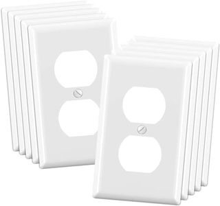 ELEGRP Duplex Receptacle Wall Plate, 1-Gang Standard Size Wall Outlet Covers, Unbreakable Polycarbonate Dual Outlet Faceplates Covers, UL Listed, Color-matched Screws Included (10 Pack, Glossy White)