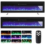 INMOZATA 152cm Electric Fire Recessed Wall Mounted Freestanding Electric Fireplace with Realistic LED Flame Effect, Adjustable Thermostat, Overheat Protection, 900W&1800W (152 cm/60 inch, Black)