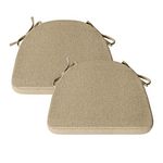 baibu Set of 2 Chair Cushion with Ties for Dining Chairs [43x42x5 cm] Non Slip Kitchen Dining Chair Pad and Seat Cushion with Machine Washable Cover - Natural Linen