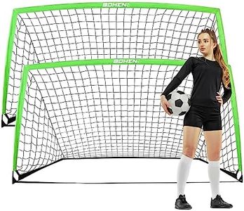 BOHEN 9x5 ft Portable Soccer Goals Set of 2 - Large Size Net with Carry Bag for Easy Assembly, Fun for Kids Outdoor Backyard Great for Teens Youth Adults(9x5, Green, 2 Pieces)