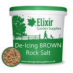 Elixir Gardens Brown De-Icing Rock Salt/Grit | Weights from 5kg-20kg | Ice & Snow Melting De-Icer for Paths & Driveways | Brown 15kg Tub