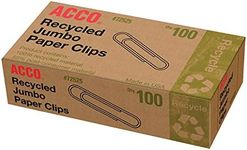 Acco 72525 Recycled Paper Clips, Jumbo, 100 Paper Clips Per Box - 8 Box Pack (800 Paper Clips in Total)