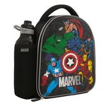 Official Marvel Avengers Kids Lunch Bag with Kids Water Bottle by Polar Gear - Back To School Supplies - 600D Polyester Insulated Kids Lunch Box Featuring Marvel Figures and 600ml Kids Drinks Bottle