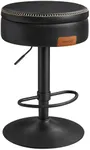 VASAGLE EKHO Collection - 360° Swivel Bar Stool, Height Adjustable Barstool with Storage, Synthetic Leather with Stitching, Mid-Century Modern, Kitchen Bar, Easy Assembly, Ink Black