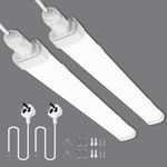 2-Pack 6500K LED Batten Light 4FT 120cm, 3420lm Plug in Wall Light Garage Lighting, IP65 Waterproof Plug in Ceiling Light for Shed Loft Workshop Office Bedroom Kitchen Tube Strip Light