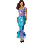 ReneeCho The Mermaid Costume for Women Halloween Sea-maid Tail Dress Adult Blue Sequins Skirts