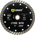 GRAFF 6-Inch Turbo Rim Diamond Blade - Diamond Cutting Disc for Concrete Granite Stone Marble Brick Masonry Paving Flag - Diamond Saw Blade 150 mm for Angle Grinder