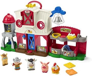 Fisher-Price Little People Granja Set de juego con sonidos, incluye animales y figuras de juguete, regalo bebés +1 año, versión español + portugués + italiano + inglés (HHX14)
