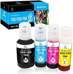 LeciRoba 104 for epson 104 ink bottle multipack and Epson 102 103 ink for ET-2710 ET-2711 ET-2714 ET-2715 ET-2720 ET-2721 ET-2726 ET-2810 ET-2820 ET-2821 ET-2825 ET-2826 ET-4700 ET-4800 (4-PACK)