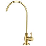 Drinking Water Tap, MIFULY Commercial Water Filtration Tap for Under Sink Water Filter System Kitchen Bar Sink Drinking Water Tap, RO Tap Brushed Gold