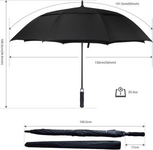 ACEIken 62-Inch Golf Umbrella – Large Windproof, Black