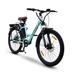 Motovolt KIVO Easy Electric Cycle - LITE | 45 Km Range | 250W 36V BLDC Motor | Removable Battery - 6Ah Lithium-ion | 110 Kg Load Capacity |Front Suspension | 26” Tyres | Aqua Blue