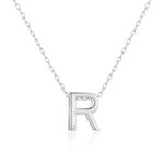 Philip Jones Initial Necklace Letter R Created with Zircondia® Crystals