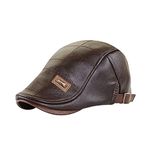 Leather Beret Men's Adjustable Newsboy Hat Beret Hat Driving Hat Cap Fashion Beret Hat Flat Cap Dozen Caps Brown