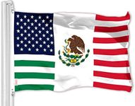 G128 Mexico USA Friendship Flag | 3x5 Ft | LiteWeave Pro Series Printed 150D Polyester | Mexican American Flag, Indoor/Outdoor, Vibrant Colors, Brass Grommets