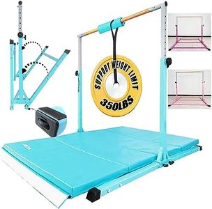 Seliyoo Foldable Gymnastics bar, 5FT/6FT Gymnastic Horizontal Bar,Folding Training Bar for Kids Ages 6-12, Adjustable from 35.4" to 59",Weight Limit 350 LBS,Gym Equipment for Teenagers at Home