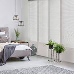 GoDear Design Adjustable Sliding Door Blinds 45.8"- 86" W x 96" H, Extendable Vertical Blinds for Sliding Glass Doors, Panel Track Window Blinds, Trimmable Woven Fabric Vertical Shades, First Snow