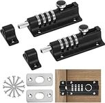 Combination Locking Bolt, Door Security Slide Latch Lock,Combi-Bolt 4 Digit Gate Lock with Anti-Tamper Screws,Gekufa Keyless Latch Bolt Lock for Home,Garden,Gate, Shed, Childproofing,Black (2 Packs)