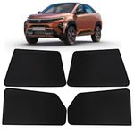 OTO2EYE Car Sun Shade Compatible for Tata Curvv Z-Black Fix Type Side Window Curtains, Only Half Cut in Front Window, 4 Pieces Set