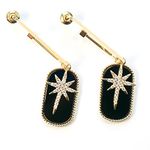 SinglinArt Black Gold Earrings for Women Girls Star Dangle Drop Rhinestone Fashion Statement Jewelry