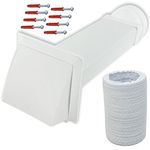 SPARES2GO Universal Exterior Wall Tumble Dryer Vent Cover Kit & Extension Hose (White, 4" / 102mm)