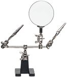 AORAEM Helping Hands Magnifier with Dual Adjustable Alligator Clips in 2.5X Magnifying Glass Soldering Station for Crafting, Hobby, Micro Objects (Not Include Battery)