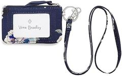 Vera Bradley Women's Performance Twill Zip Id Case and Lanyard Combo, Blooms and Branches Navy, One Size