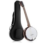 Jameson Guitars 6 STRING BANJO 6 String Banjo Guitar with Closed Back Resonator and 24 Brackets, Brown