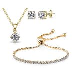 Philip Jones Gold Plated Solitaire Friendship Set Created with Zircondia® Crystals