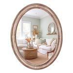 sawsile 24x30'' Rustic Oval Wood Mirror,Decorative Farmhouse Oval Mirrors,Vanity Nature Mirrors for Bedroom, Bathroom, Living Room,or Entryway