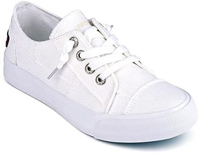 JENN ARDOR Slip On Canvas Shoes for Women Low Top Fashion Sneakers Comfortable Walking Flats White 11