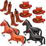 Western Cowboy Party Decorations Balloons - 8 Pcs Brown Cow Boot Hat Animal Horse Foil Balloon for Baby Shower Rodeo Bachelorette Supplies